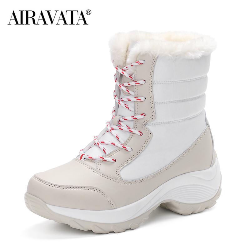 Damen-Wanderschuhe, wasserdicht, für den Winter, Plüsch, Schneestiefel, modisch, lässig, Sportschuhe 42 beige von Joom DACH