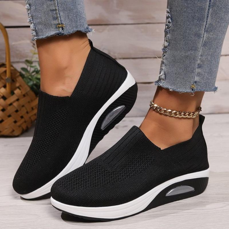 Damen Wanderschuhe Air Kissen Rutschfeste Orthopädische Schuhe Damen Plateau Pantoletten Atmungsaktive Keilabsatz Damen Sneakers 42 schwarz von Joom DACH