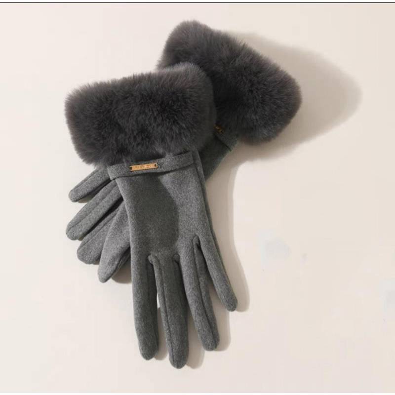 Damen Warme Handschuhe aus Samt, Winddicht und Kältefest, Touchscreen für Radfahren und Fahren, Dickes Samt für Reisen im Freien, Winterhandschuhe 1 pairs grau von Joom DACH