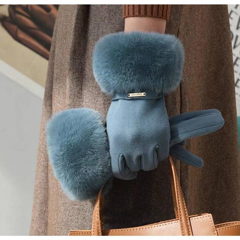 Damen Warme Handschuhe aus Samt, Winddicht und Kältefest, Touchscreen für Radfahren und Fahren, Dickes Samt für Reisen im Freien, Winterhandschuhe 1 pairs blau von Joom DACH