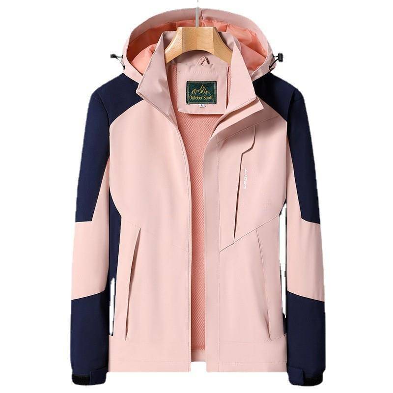 Damen Wasserdichte Wanderjacke Große Größe Winddichte Windjacke Camping Jagd Laufen Trekking Angeln Mantel Männer Im Freien 4XL rosa von Joom DACH