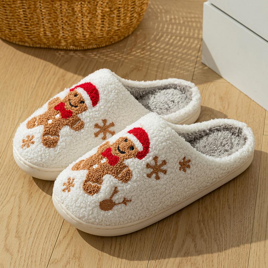 Damen Weihnachten Lebkuchenmann Niedlich Winter Warm Hausschuhe Exquisit Bequem Hausschuhe Schlafzimmer Weiche Sohle Hausschuhe für Geschenk 37-38 von Joom DACH