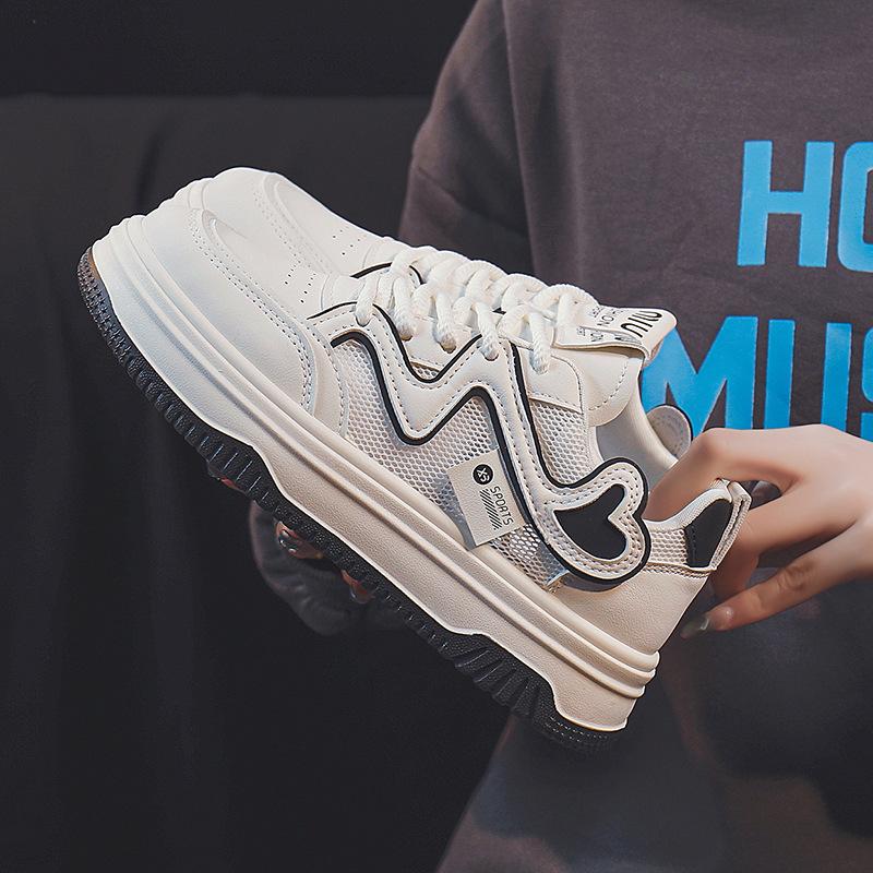 Damen Weiße Schuhe Damen Atmungsaktive Schuhe Stitching Plateau Sneaker 40 von Joom DACH