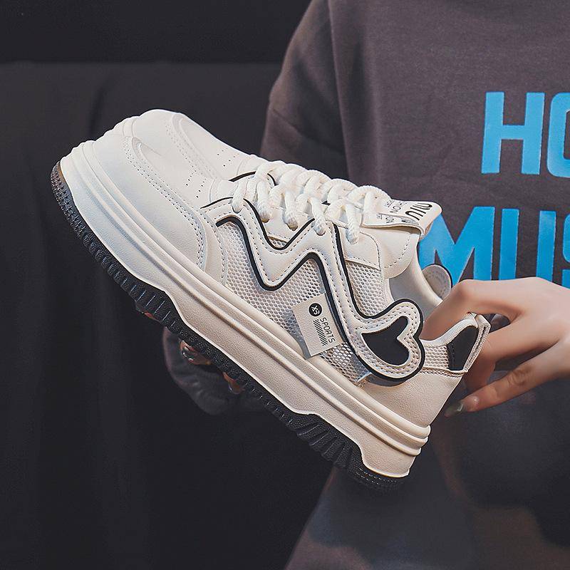 Damen Weiße Schuhe Damen Atmungsaktive Schuhe Stitching Plateau Sneaker 40 von Joom DACH