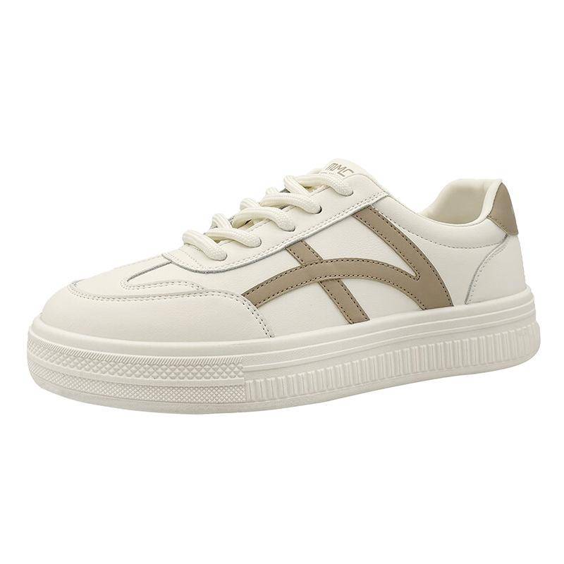 Damen Weiße Schuhe Neue Mode Sport und Freizeit Schnürschuhe Flach Allround Farbblock Bequeme Board Schuhe 40 von Joom DACH