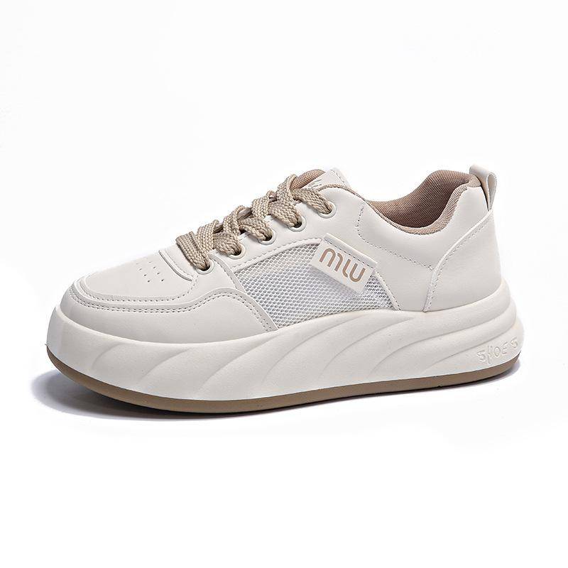 Damen Weiße Schuhe Sommer Neu Damen Atmungsaktive Schuhe Plateau Student Lässige Damen Schuhe Flacher Boden Laufschuhe Schnürschuhe Damen Schuhe 40 beige von Joom DACH