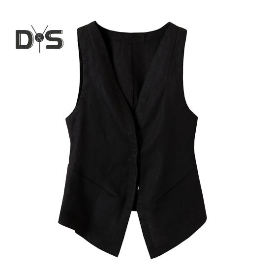 Damen Weste Tiefer V-Ausschnitt Ärmellos Einfarbig Locker Einreihig Weich Atmungsaktiv Strickjacke Frühling Herbst Damenmantel 2XL schwarz von Joom DACH