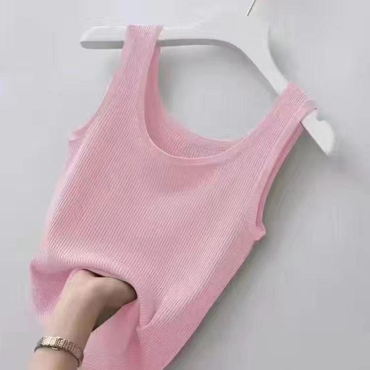 Damen-Weste in Übergröße, schmale Passform, Sling-Thread-Weste – vielseitiges Ober- oder Unterhemd L hellrosa von Joom DACH