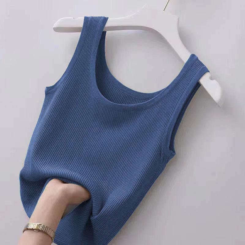 Damen-Weste in Übergröße, schmale Passform, Sling-Thread-Weste – vielseitiges Ober- oder Unterhemd 4XL blau von Joom DACH