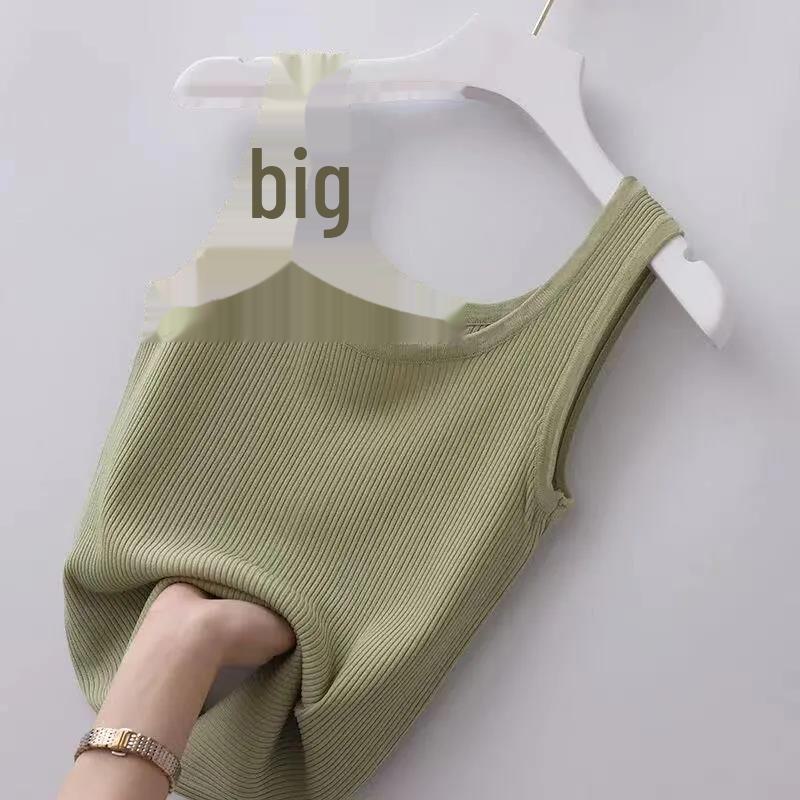 Damen-Weste in Übergröße, schmale Passform, Sling-Thread-Weste – vielseitiges Ober- oder Unterhemd L grün/kaffeebraun von Joom DACH