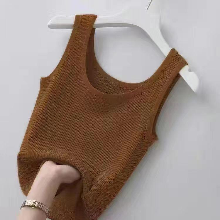 Damen-Weste in Übergröße, schmale Passform, Sling-Thread-Weste – vielseitiges Ober- oder Unterhemd M kaffeebraun von Joom DACH