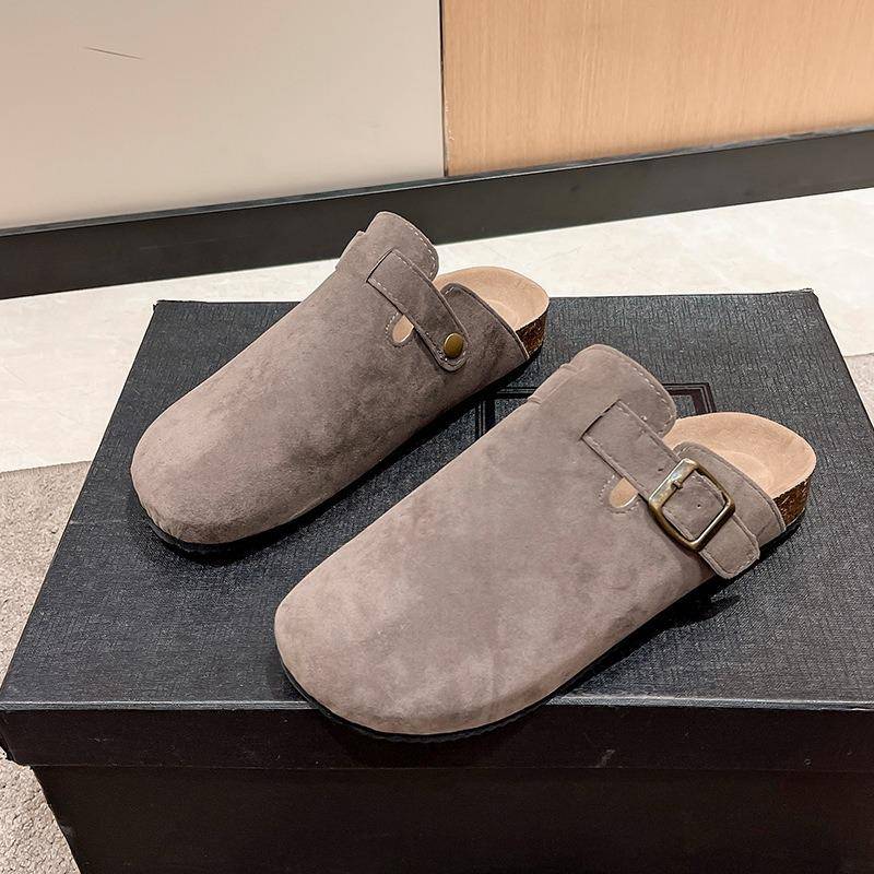 Damen Wildleder Clogs Hausschuhe Klassische Herren Pantoletten Sommer Kork Clogs Hausschuhe Outdoor Rutschfeste Strand Hausschuhe 45 graue von Joom DACH
