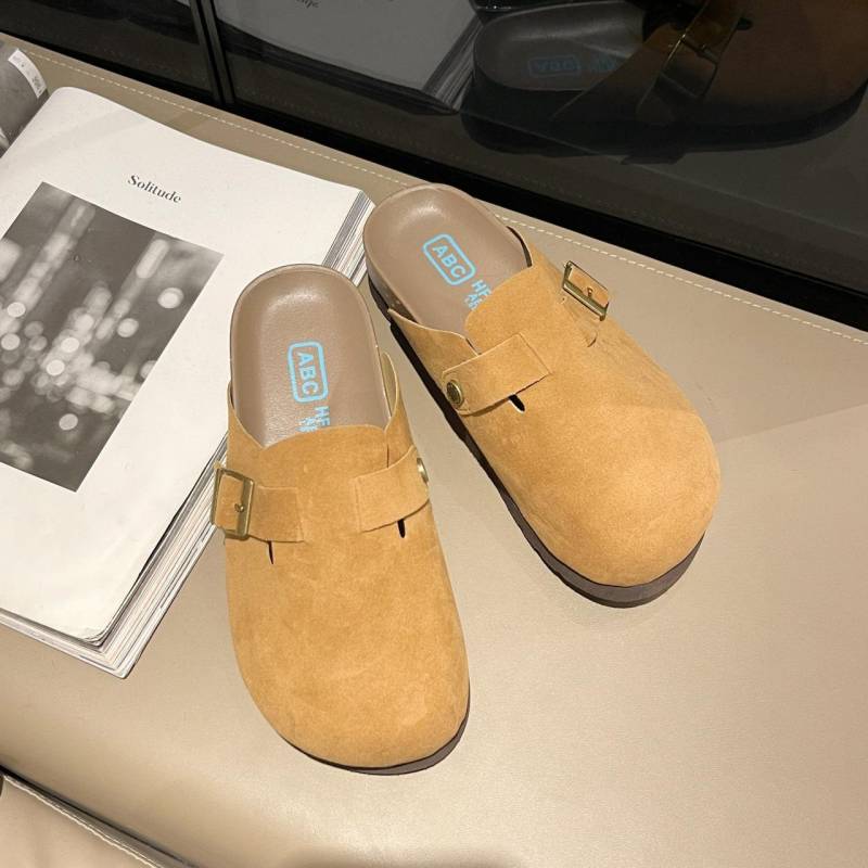 Damen Wildleder Clogs Hausschuhe Klassische Herren Pantoletten Sommer Kork Clogs Hausschuhe Outdoor Rutschfeste Strand Hausschuhe mit Fußgewölbeunterstützung 43 braun von Joom DACH