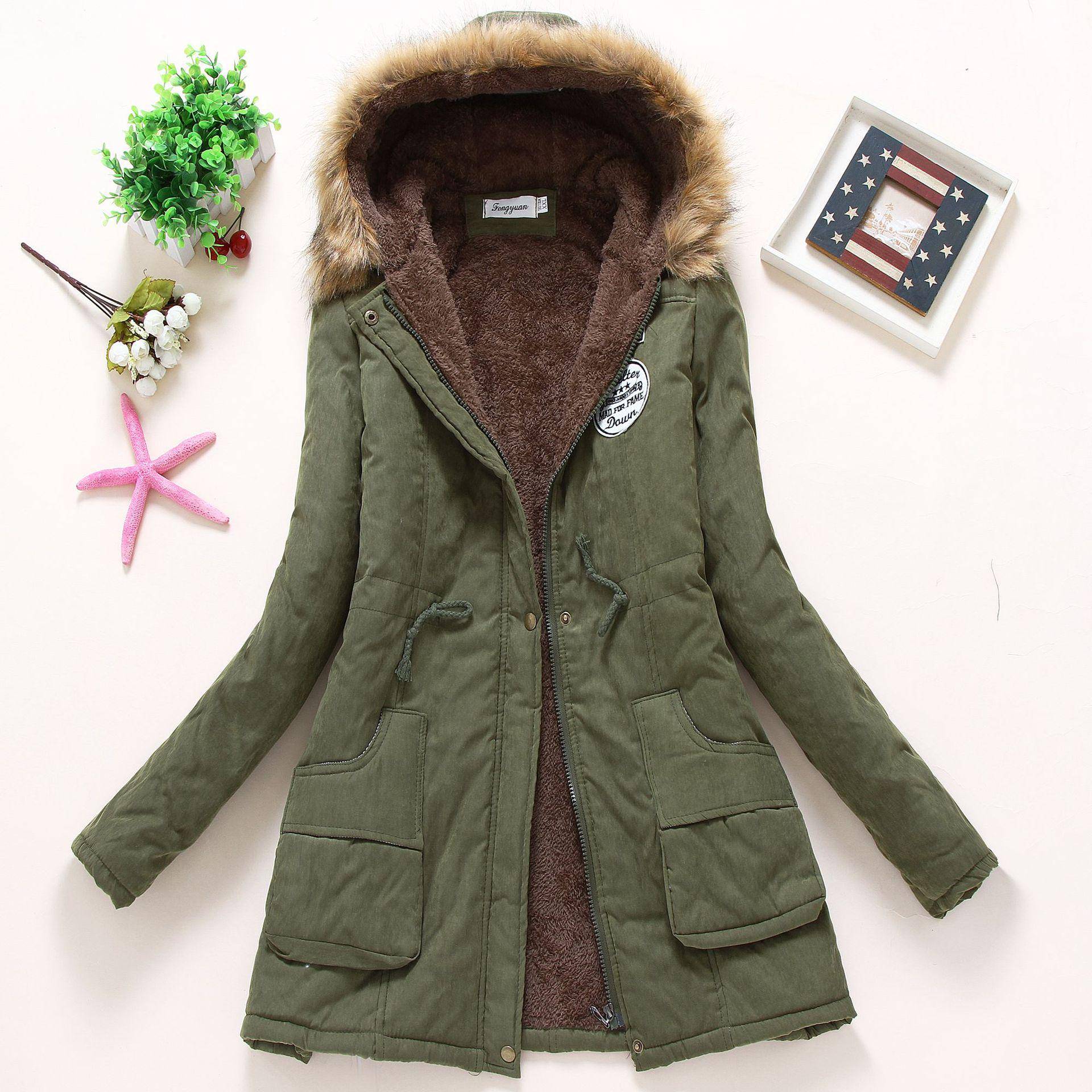 Damen Winter-Daunenmantel, Jacken, Damen, verdickt, warm, Winter, Pelzkragen, Übergröße, Parkas für Damen, langer Daunenparka S Damen Winter-Daunenmantel, Jacken, Damen, verdickt, warm, Winter, Pelzkragen, Übergröße, Parkas für Damen, langer Daunenparka S von Joom DACH