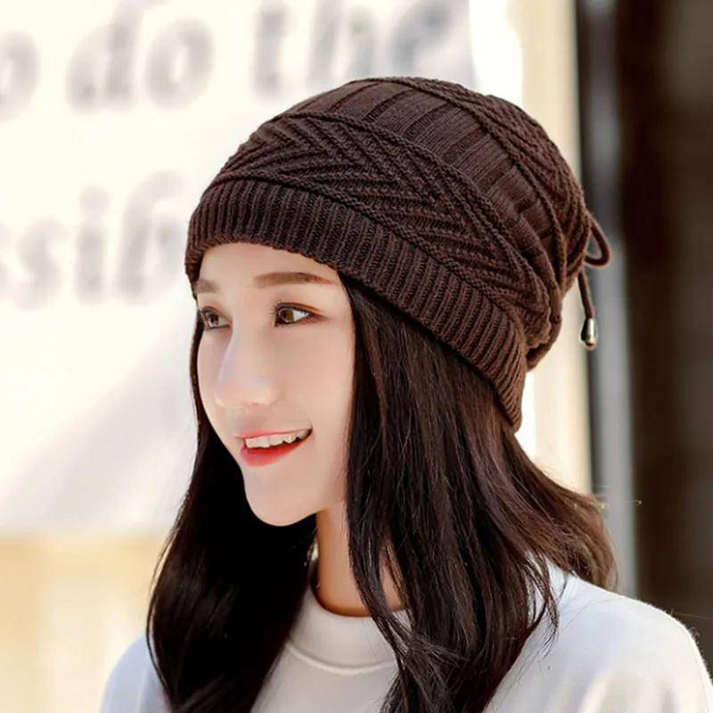 Damen Winter Fleece Verdickung Hut Mehrzweck Pullover Winddicht Ohr Wolle Strickmütze Schal （56-62cm） braun von Joom DACH