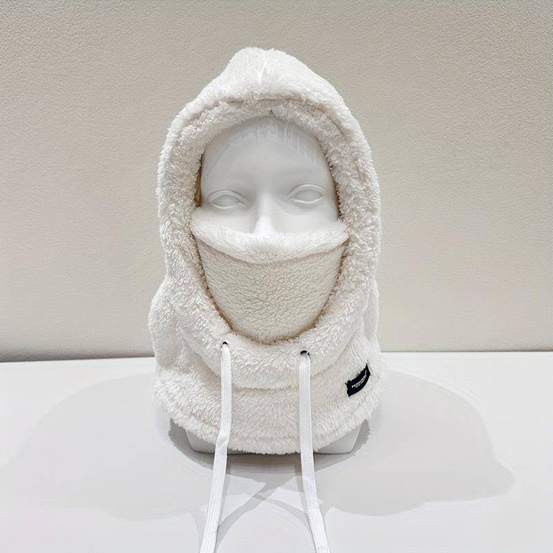 Damen Winter Fleecegefütterte Snood Mütze mit Ohrenschutz - Winddichter Ski- und Rad-Pullover One Size weiß von Joom DACH