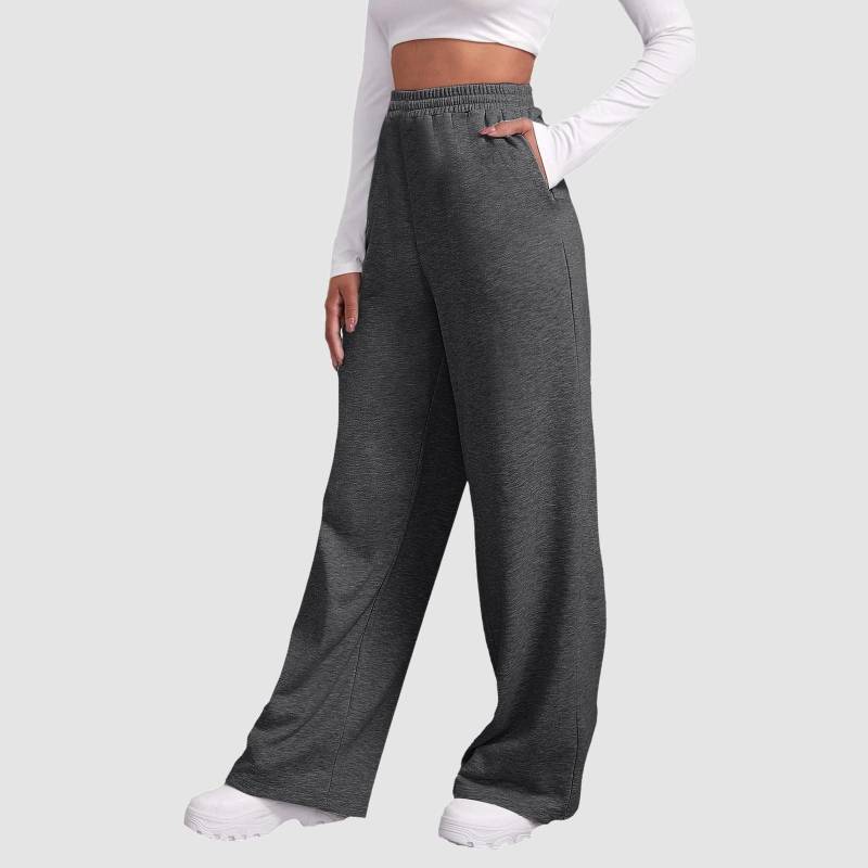 Damen-Winter-Jogginghose, einfarbig, Freizeithose, Damen-Fleece-Jogginghose, weites Bein, gerade Hose L von Joom DACH