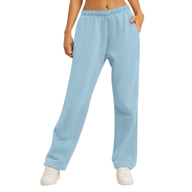 Damen-Winter-Jogginghose, einfarbig, Freizeithose, Damen-Fleece-Jogginghose, weites Bein, gerade Hose M von Joom DACH