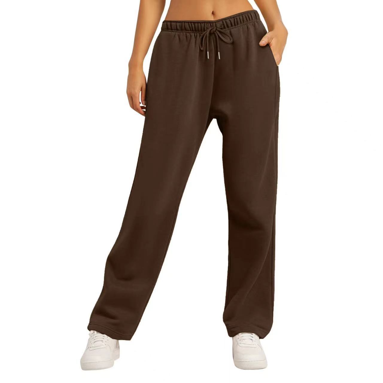 Damen-Winter-Jogginghose, einfarbig, Freizeithose, Damen-Fleece-Jogginghose, weites Bein, gerade Hose XXXL von Joom DACH