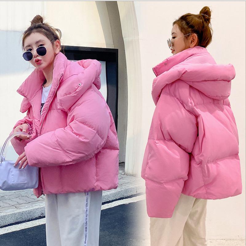 Damen Winter Koreanische Version Puffiger Kapuzen-Brotmantel Kurze Daunen Baumwollgepolsterte Jacke Damen Verdickter Lockerer Kurzer Mantel M von Joom DACH