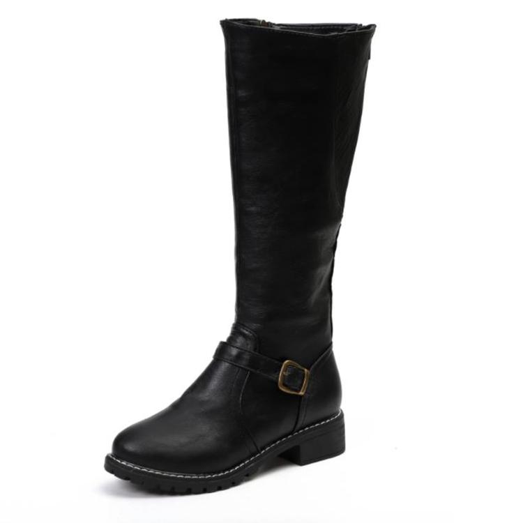 Damen Winter Lässige Lange Stiefel Damenmode Leder Kniehohe Stiefel Reißverschluss Ritterstiefel Cowboystiefel Übergröße 35-43 38 schwarz von Joom DACH