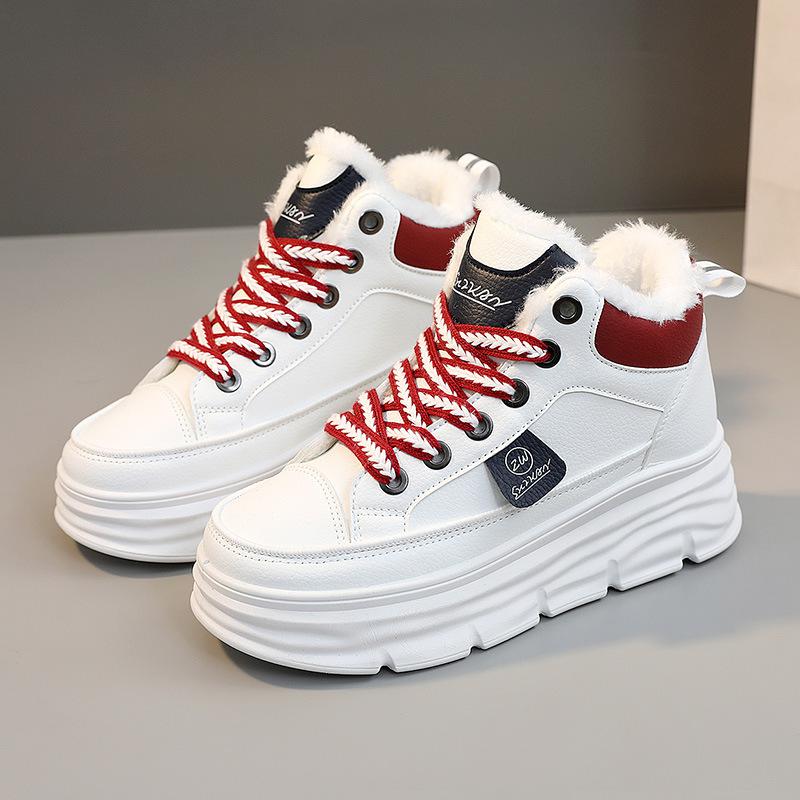 Damen Winter Leder Stiefeletten für Damen Dicke Sohle Sneaker Plateau Damen Stiefel Warm Plus Wasserdicht Sportliche Stiefeletten 35 von Joom DACH