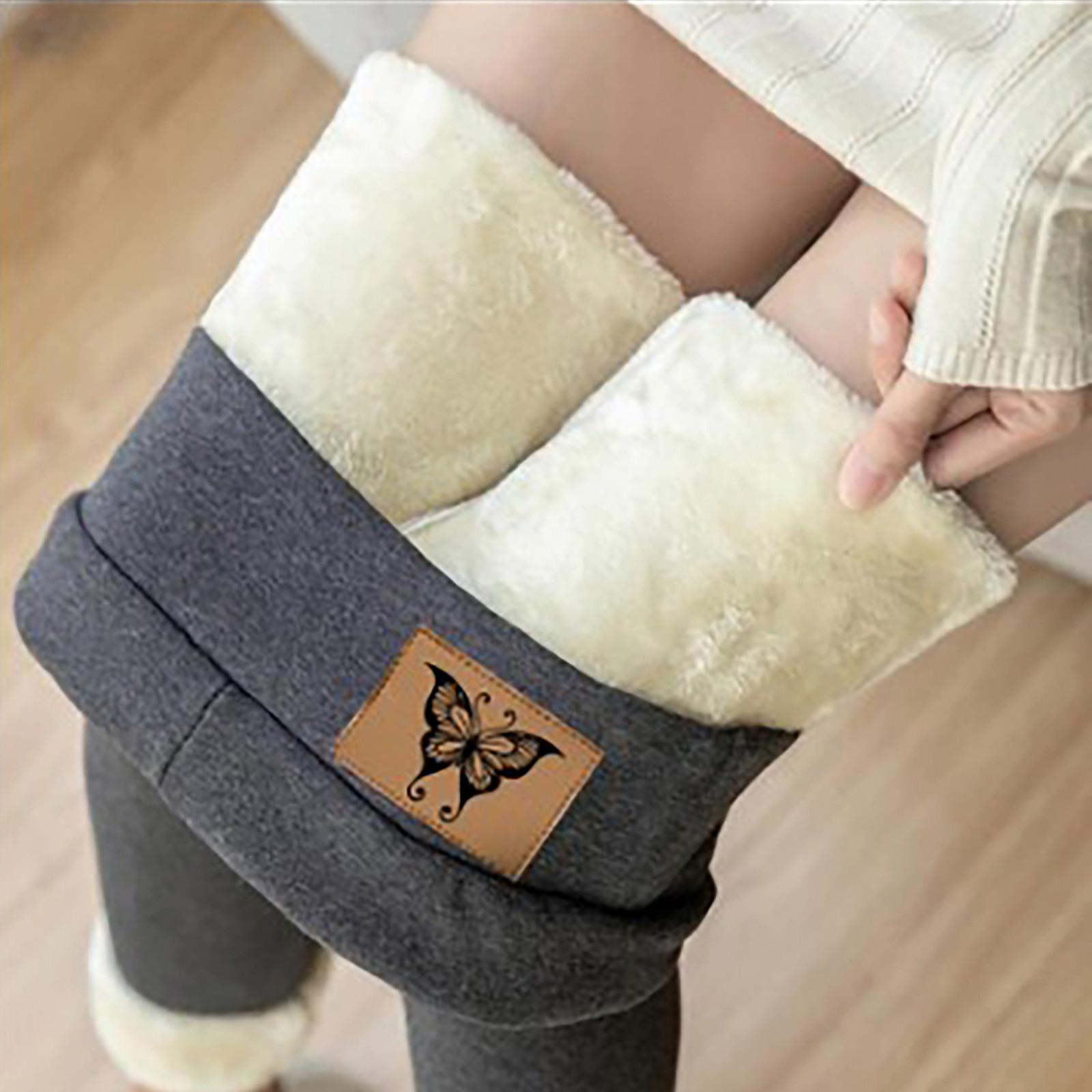 Damen Winter Leggings Warm Fleece Gefüttert Dicke Samt Strumpfhosen Thermohose M graue von Joom DACH