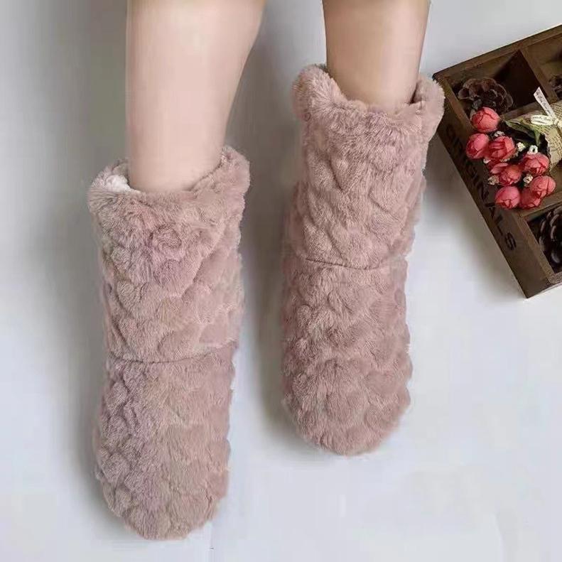 Damen Winter Paar Warme Hausschuhe Rutschfest Verdicken Plus Samt Indoor Socken Weiche Bodenschuhe 38-40 dunkel rosa von Joom DACH