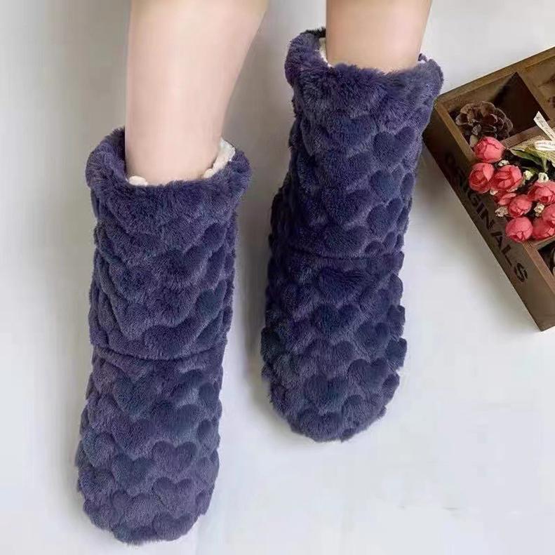 Damen Winter Paar Warme Hausschuhe Rutschfest Verdicken Plus Samt Indoor Socken Weiche Bodenschuhe 41-42 blau von Joom DACH