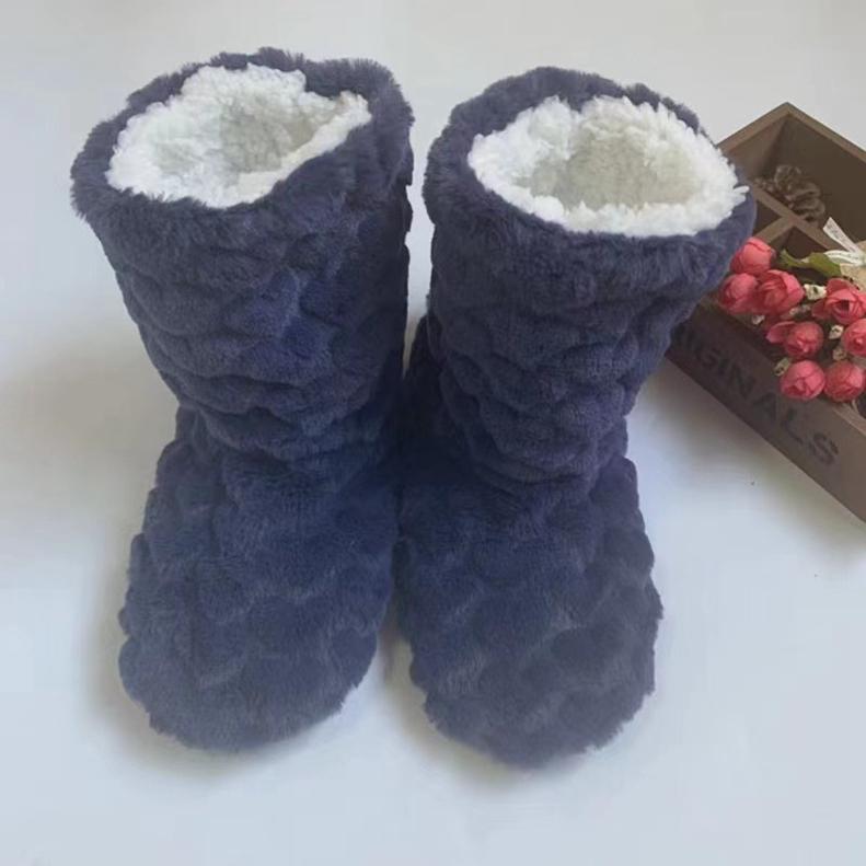 Damen Winter Paar Warme Hausschuhe Rutschfest Verdicken Plus Samt Indoor Socken Weiche Bodenschuhe 41-42 navy blau von Joom DACH
