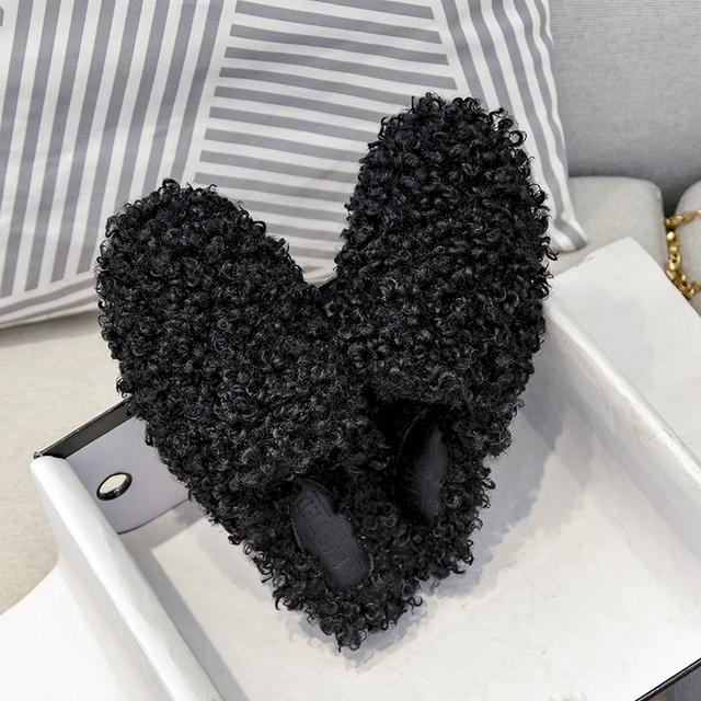 Damen Winter Plüsch Hausschuhe Mode Runde Kopf Design Flache Schuhe Outdoor Und Büro Und Zu Hause Große Größe 41-43 Kostenlose Lieferung 36 schwarz von Joom DACH