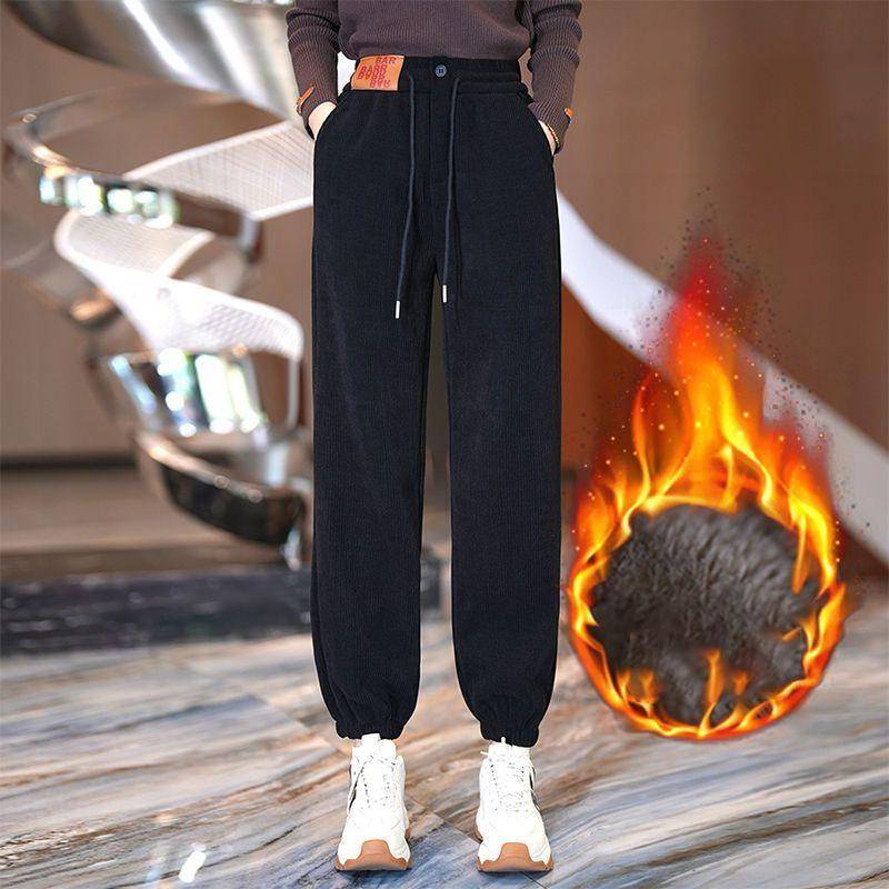 Damen Winter Plüsch Verdicken Warme Hosen Locker Leggings Lässige Sporthosen Jogginghosen Jogger XXL schwarz von Joom DACH