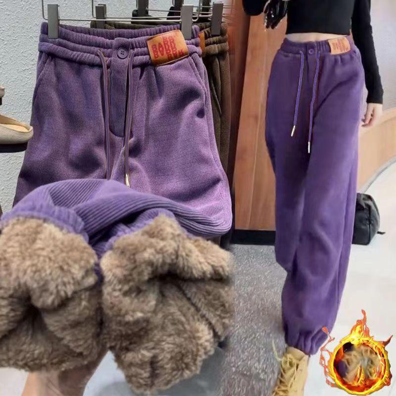 Damen Winter Plüsch Verdicken Warme Hosen Locker Leggings Lässige Sporthosen Jogginghosen Jogger XXXL violett von Joom DACH