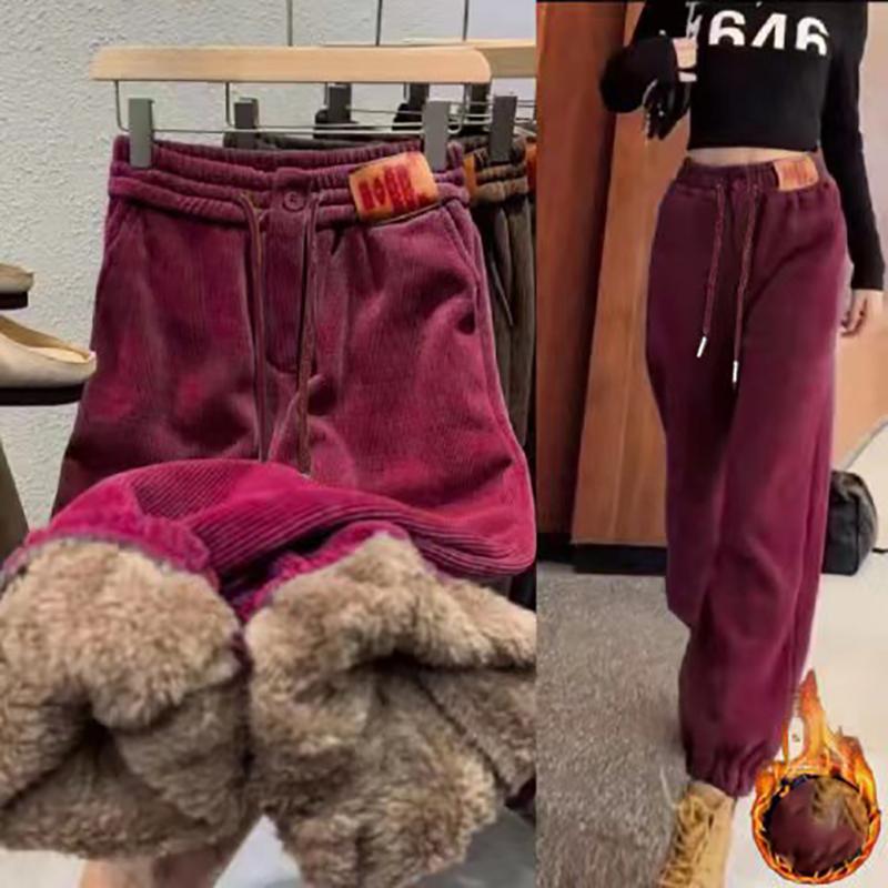 Damen Winter Plüsch Verdicken Warme Hosen Locker Leggings Lässige Sporthosen Jogginghosen Jogger XXXXL rot von Joom DACH