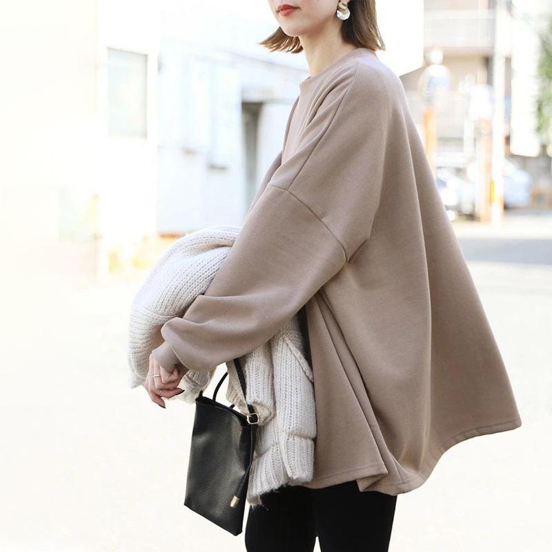 Damen Winter Samt Sweatshirt Locker Mittellang Übergroß Verdickt Morgenmantel für Damen L von Joom DACH