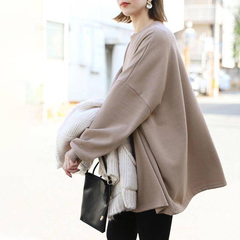 Damen Winter Samt Sweatshirt Locker Mittellang Übergroß Verdickt Morgenmantel für Damen L von Joom DACH