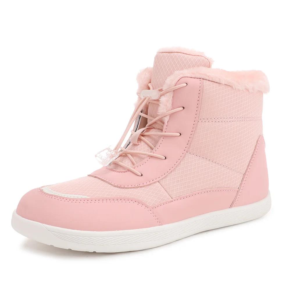 Damen Winter Schneestiefel Fellgefüttert Barfußstiefel Breite Zehenbox Stiefeletten Wanderschuhe Outdoor 42 rosa von Joom DACH