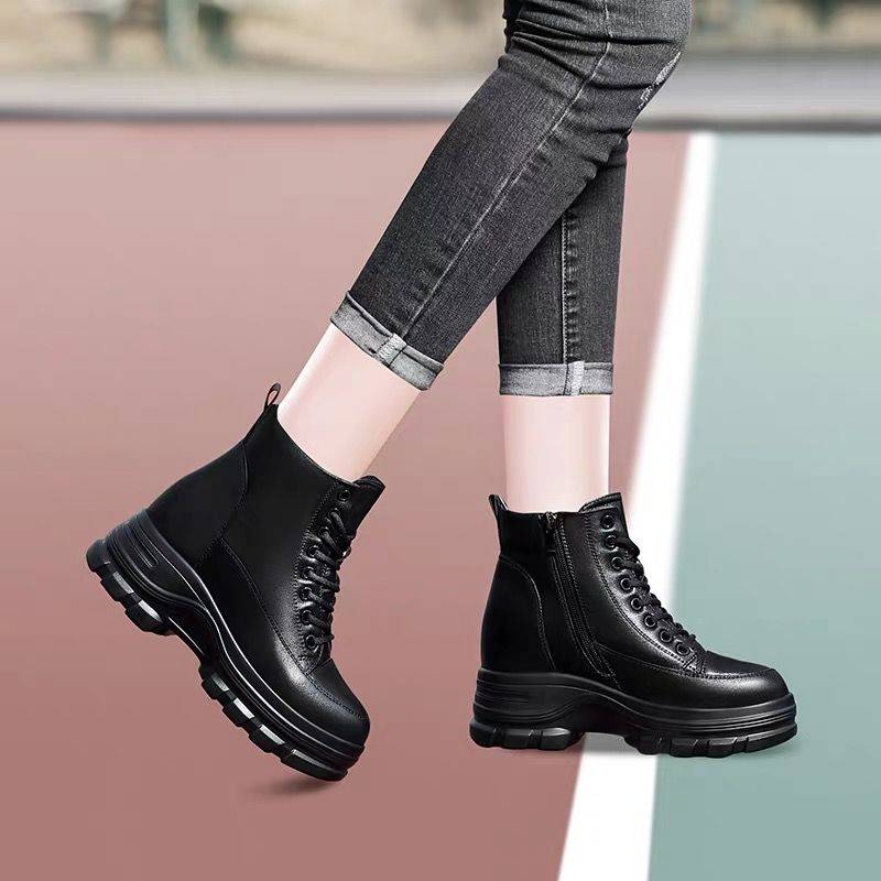 Damen Winter Schneestiefel High-Top Schuhe Lässig Damen Wasserdicht Warm Leder Stiefeletten Weiblich Hohe Qualität Plüsch Innenstiefel 37 schwarz von Joom DACH