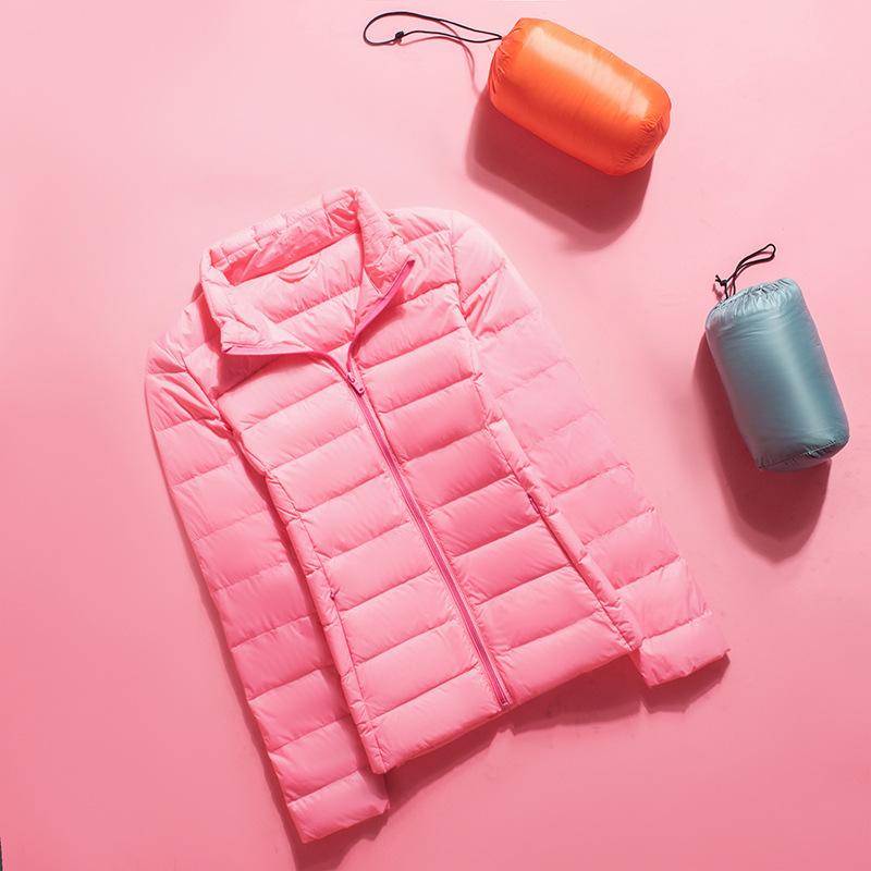 Damen Winter-Stehkragen, einfarbig, langärmelig, schlank, leicht, lässig, Daunenjacke, S-7XL 3XL von Joom DACH