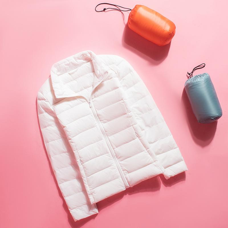 Damen Winter-Stehkragen, einfarbig, langärmelig, schlank, leicht, lässig, Daunenjacke, S-7XL 4XL von Joom DACH