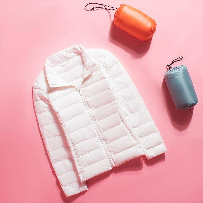 Damen Winter-Stehkragen, einfarbig, langärmelig, schlank, leicht, lässig, Daunenjacke, S-7XL 4XL von Joom DACH