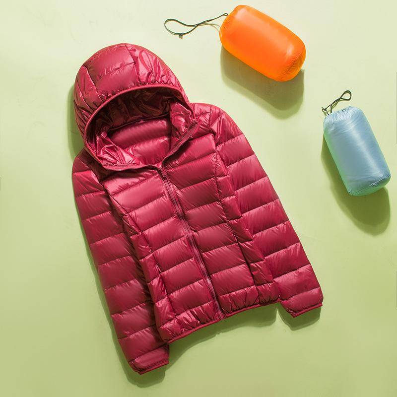 Damen Winter-Stehkragen, einfarbig, langärmelig, schlank, leicht, lässig, Daunenjacke, S-7XL 5XL von Joom DACH