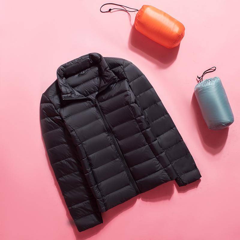 Damen Winter-Stehkragen, einfarbig, langärmelig, schlank, leicht, lässig, Daunenjacke, S-7XL 7XL von Joom DACH