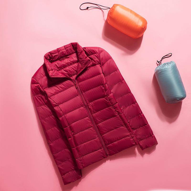 Damen Winter-Stehkragen, einfarbig, langärmelig, schlank, leicht, lässig, Daunenjacke, S-7XL 7XL von Joom DACH