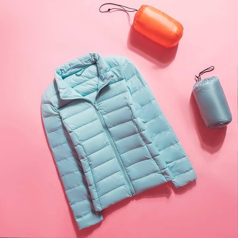 Damen Winter-Stehkragen, einfarbig, langärmelig, schlank, leicht, lässig, Daunenjacke, S-7XL M von Joom DACH