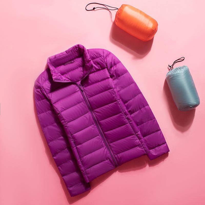 Damen Winter-Stehkragen, einfarbig, langärmelig, schlank, leicht, lässig, Daunenjacke, S-7XL M von Joom DACH