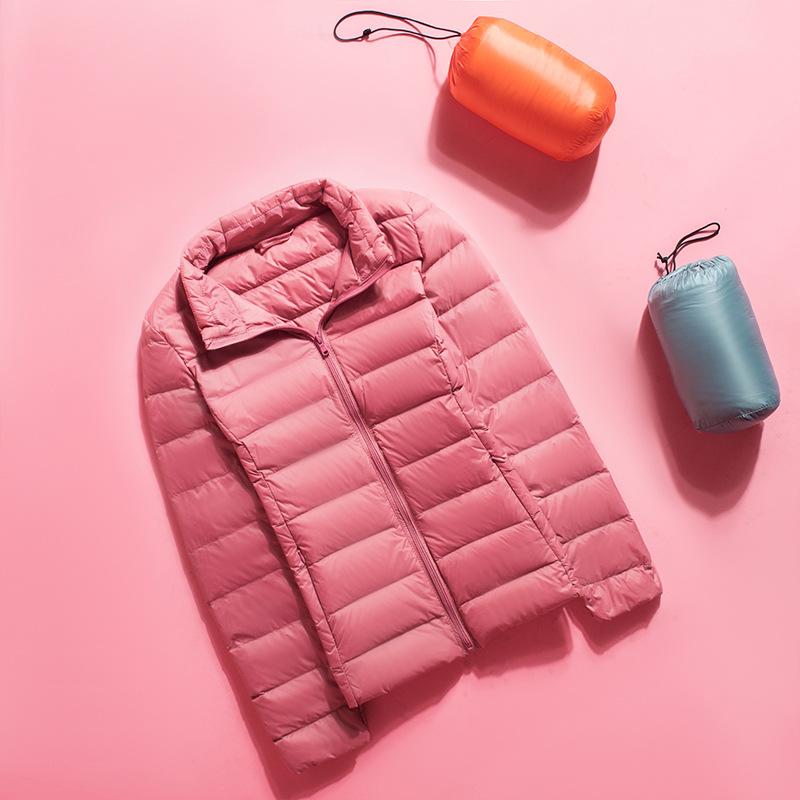 Damen Winter-Stehkragen, einfarbig, langärmelig, schlank, leicht, lässig, Daunenjacke, S-7XL S von Joom DACH