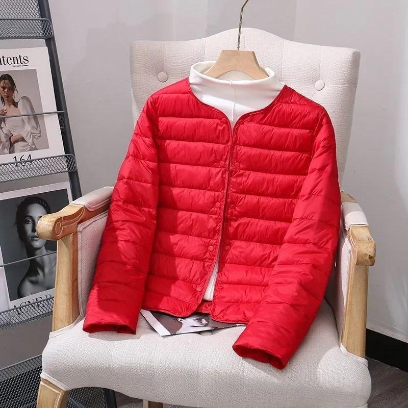 Damen Winter Übergrößen Schlanke Warme Wattierte Jacke Leichte und Bequeme Kurze Oberteile 5XL rot von Joom DACH