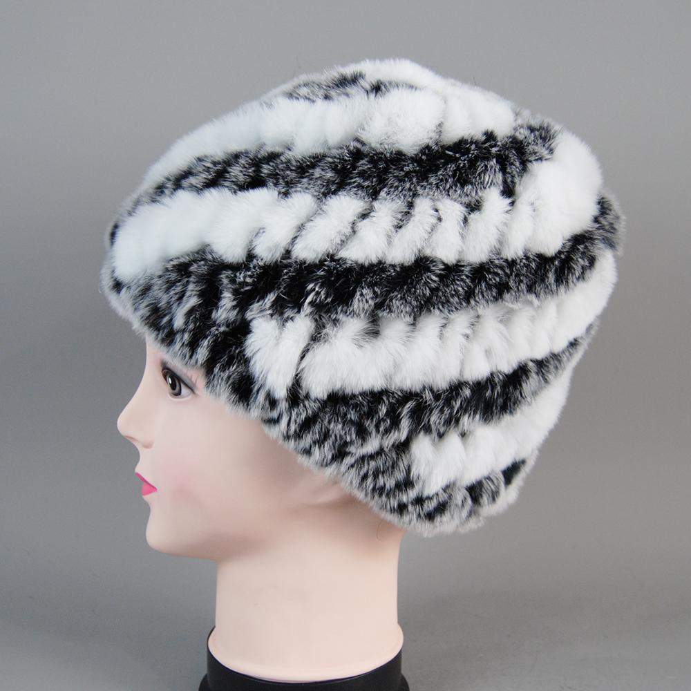 Damen Winter Warme Echte Rexkaninchenfell Mütze Schneemütze Wintermützen für Damen Mädchen Echtes Fell Strickmützen Beanies Natürliche Flauschige Mütze One Size von Joom DACH
