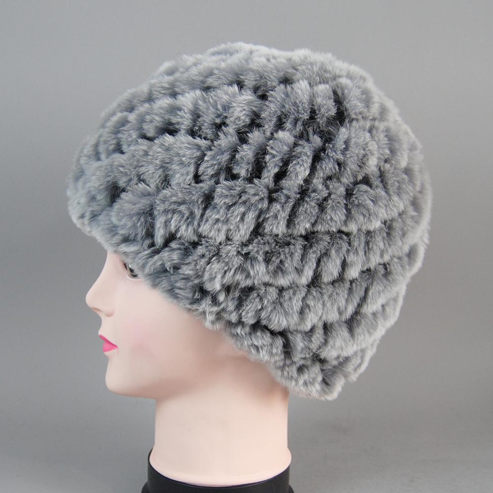 Damen Winter Warme Echte Rexkaninchenfell Mütze Schneemütze Wintermützen für Damen Mädchen Echtes Fell Strickmützen Beanies Natürliche Flauschige Mütze One Size von Joom DACH